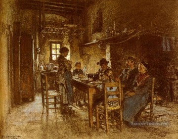 Le Bénédicite AU Chaussin Pres De Vichy scènes rurales paysan Léon Augustin Lhermitte Peinture à l'huile